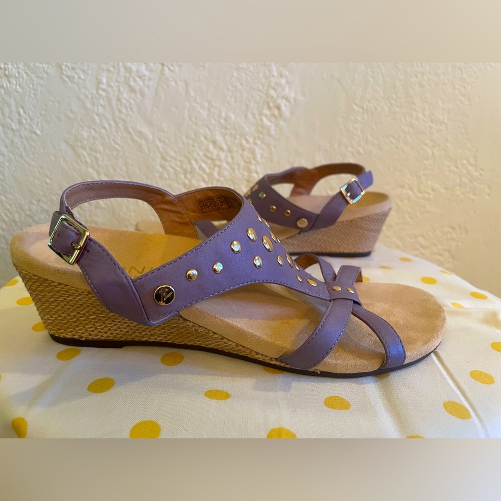 Vionic Orthaheel Technology Catarina Slingback Wedge Sandals Leather Comfort 7
